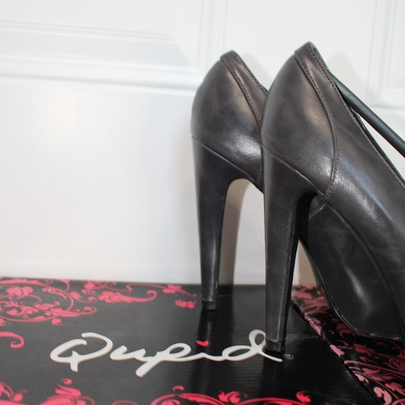 Qupid Reissa-33 Charcoal Crazy Horse High Heel Shoes - Picture 7 of 12